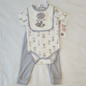 Baby Gear Gray and White Bodysuit Set